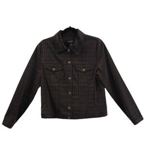 Peck & Peck Collection Brown Patterned Button Up Jacket Collared Size 10